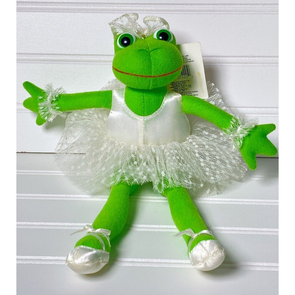 Russ Bettina Frog Ballerina Plush Stuffed Animal White Ballet Tutu New Vintage